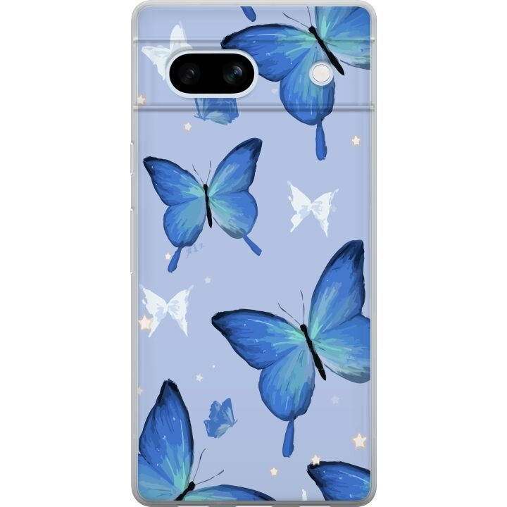 Mobile case for Google Pixel 7a with Blue butterflies design in the group SMARTPHONE & TABLETS / Phone cases / Google at TP E-commerce Nordic AB (A52257)