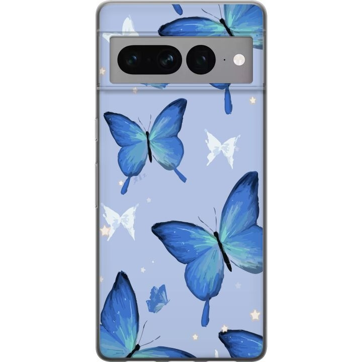 Mobile case for Google Pixel 7 Pro with Blue butterflies design in the group SMARTPHONE & TABLETS / Phone cases / Google at TP E-commerce Nordic AB (A52284)