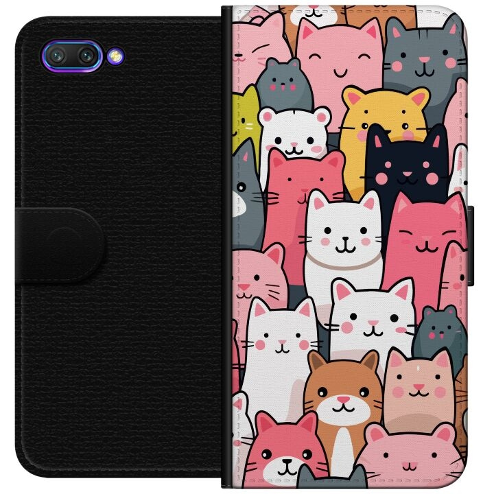 Wallet case for Honor 10 with Cat pattern design in the group SMARTPHONE & TABLETS / Phone cases / Huawei/Honor at TP E-commerce Nordic AB (A52573)