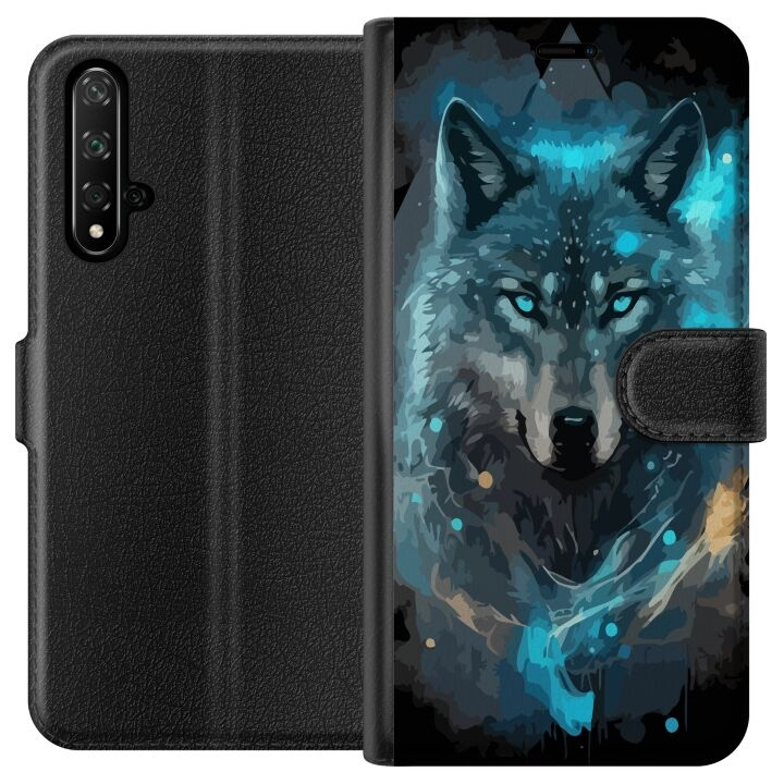 Wallet case for Honor 20 with Wolf design in the group SMARTPHONE & TABLETS / Phone cases / Huawei/Honor at TP E-commerce Nordic AB (A52597)