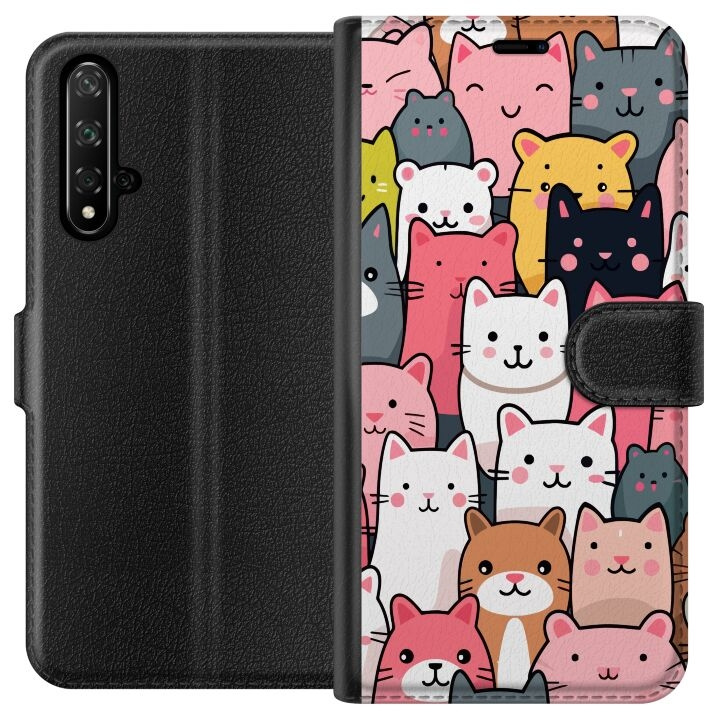 Wallet case for Honor 20 with Cat pattern design in the group SMARTPHONE & TABLETS / Phone cases / Huawei/Honor at TP E-commerce Nordic AB (A52600)