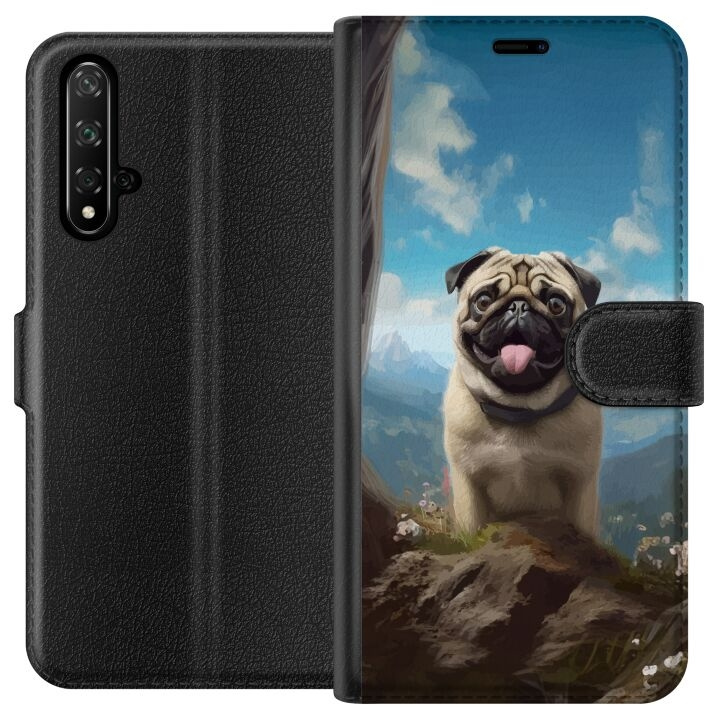 Wallet case for Honor 20 with Happy Dog design in the group SMARTPHONE & TABLETS / Phone cases / Huawei/Honor at TP E-commerce Nordic AB (A52610)