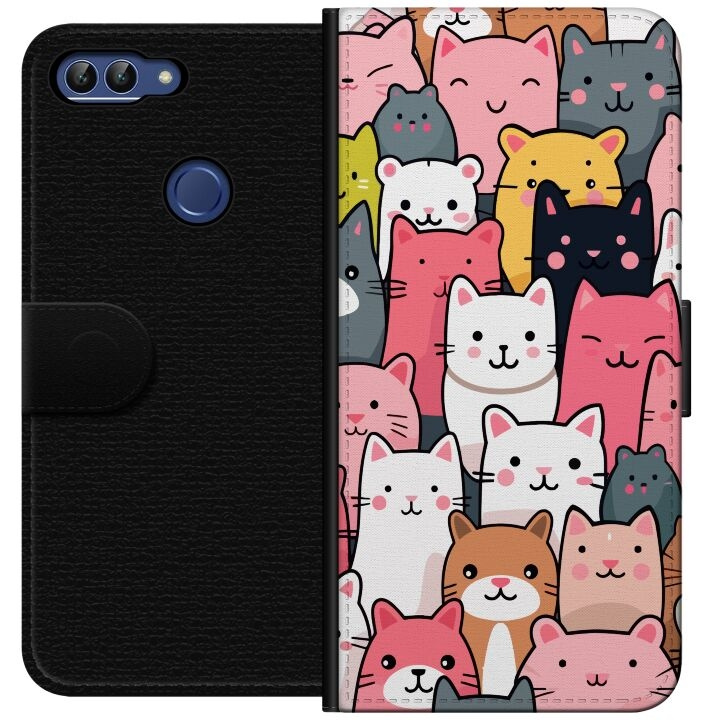 Wallet case for Huawei P smart with Cat pattern design in the group SMARTPHONE & TABLETS / Phone cases / Huawei/Honor at TP E-commerce Nordic AB (A52627)