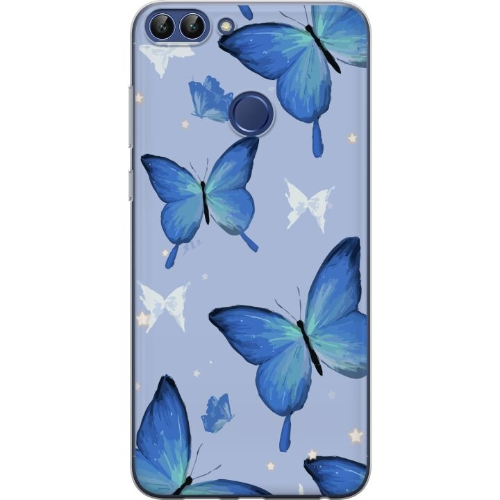 Mobile case for Huawei P smart with Blue butterflies design in the group SMARTPHONE & TABLETS / Phone cases / Huawei/Honor at TP E-commerce Nordic AB (A52662)