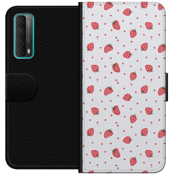 Wallet case for Huawei P smart 2021 with Strawberries design in the group SMARTPHONE & TABLETS / Phone cases / Huawei/Honor at TP E-commerce Nordic AB (A52690)