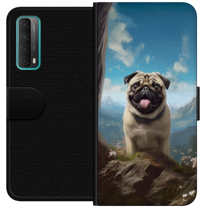 Wallet case for Huawei P smart 2021 with Happy Dog design in the group SMARTPHONE & TABLETS / Phone cases / Huawei/Honor at TP E-commerce Nordic AB (A52691)