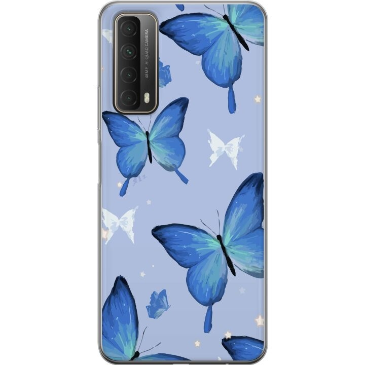 Mobile case for Huawei P smart 2021 with Blue butterflies design in the group SMARTPHONE & TABLETS / Phone cases / Huawei/Honor at TP E-commerce Nordic AB (A52716)