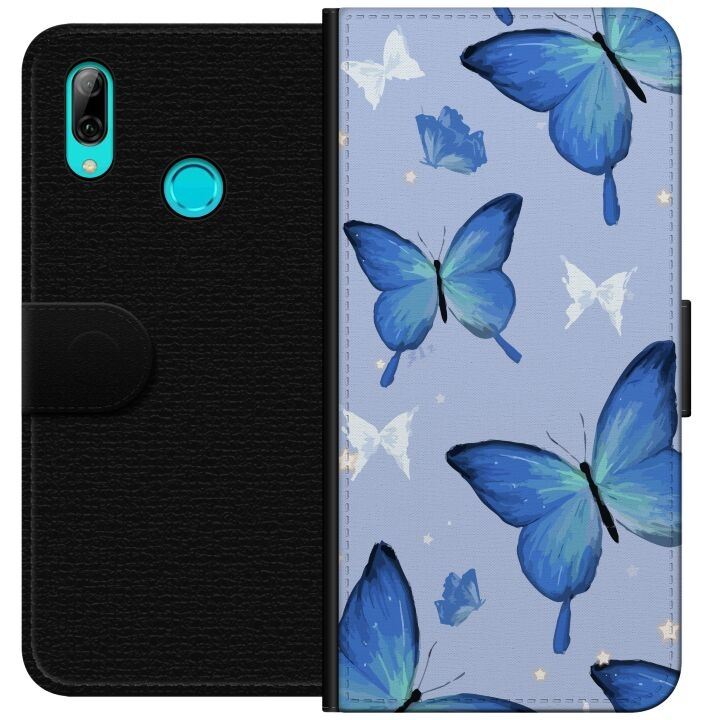 Wallet case for Huawei P smart 2019 with Blue butterflies design in the group SMARTPHONE & TABLETS / Phone cases / Huawei/Honor at TP E-commerce Nordic AB (A52743)