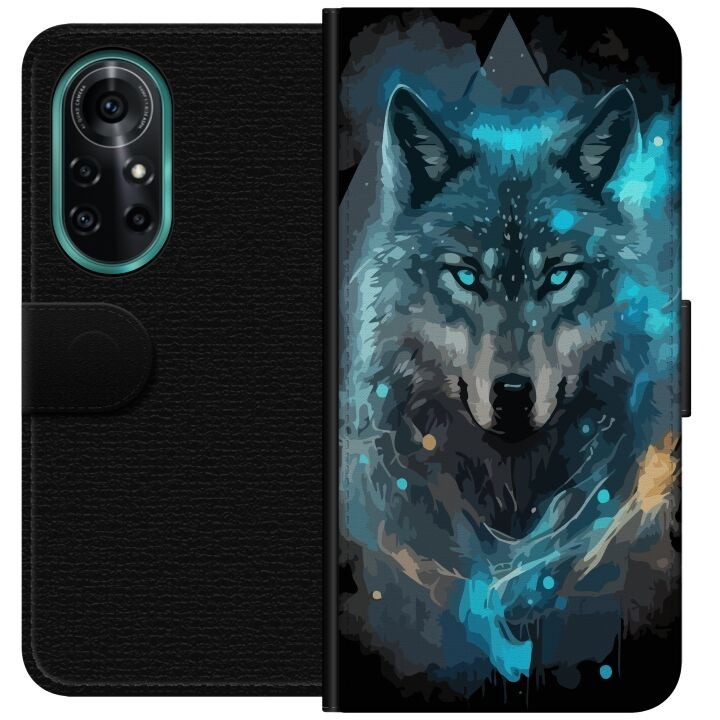 Wallet case for Huawei nova 8 Pro with Wolf design in the group SMARTPHONE & TABLETS / Phone cases / Huawei/Honor at TP E-commerce Nordic AB (A52948)