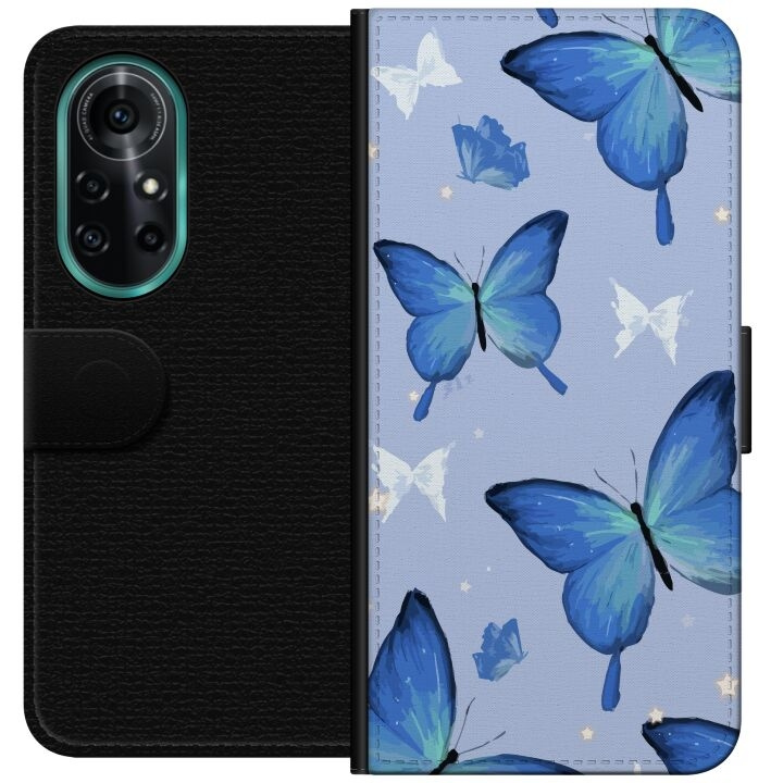 Wallet case for Huawei nova 8 Pro with Blue butterflies design in the group SMARTPHONE & TABLETS / Phone cases / Huawei/Honor at TP E-commerce Nordic AB (A52959)