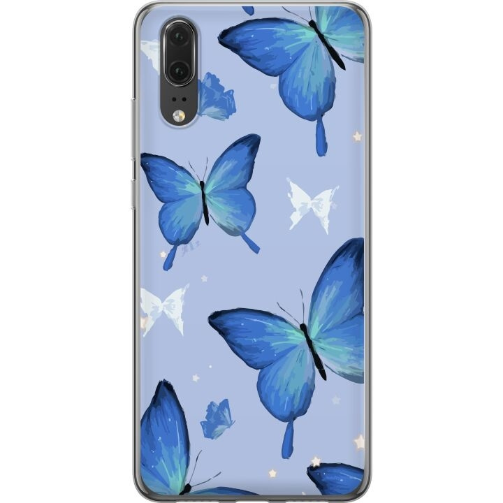 Mobile case for Huawei P20 with Blue butterflies design in the group SMARTPHONE & TABLETS / Phone cases / Huawei/Honor at TP E-commerce Nordic AB (A53040)