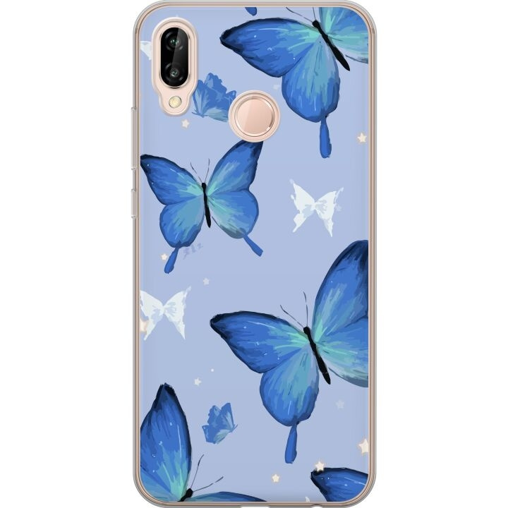 Mobile case for Huawei P20 lite with Blue butterflies design in the group SMARTPHONE & TABLETS / Phone cases / Huawei/Honor at TP E-commerce Nordic AB (A53094)