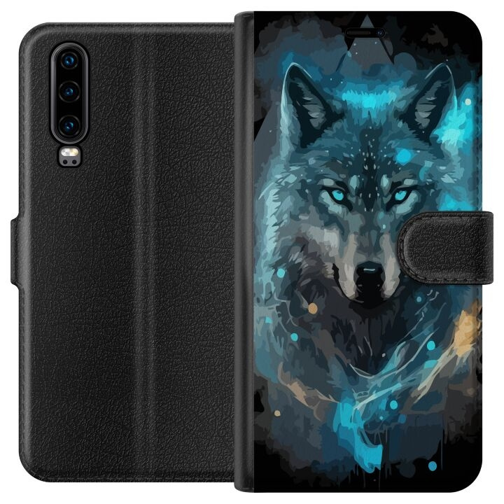 Wallet case for Huawei P30 with Wolf design in the group SMARTPHONE & TABLETS / Phone cases / Huawei/Honor at TP E-commerce Nordic AB (A53164)