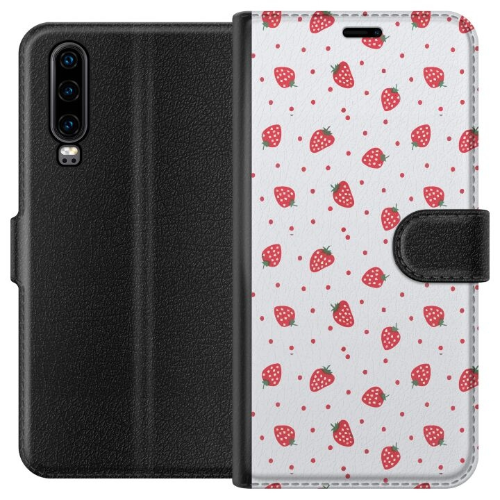 Wallet case for Huawei P30 with Strawberries design in the group SMARTPHONE & TABLETS / Phone cases / Huawei/Honor at TP E-commerce Nordic AB (A53176)