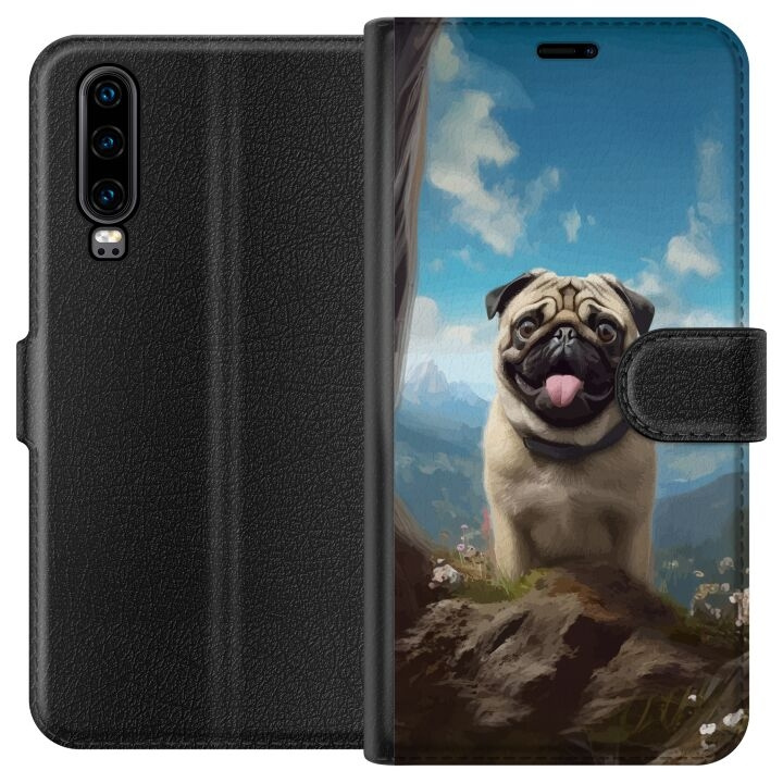 Wallet case for Huawei P30 with Happy Dog design in the group SMARTPHONE & TABLETS / Phone cases / Huawei/Honor at TP E-commerce Nordic AB (A53177)