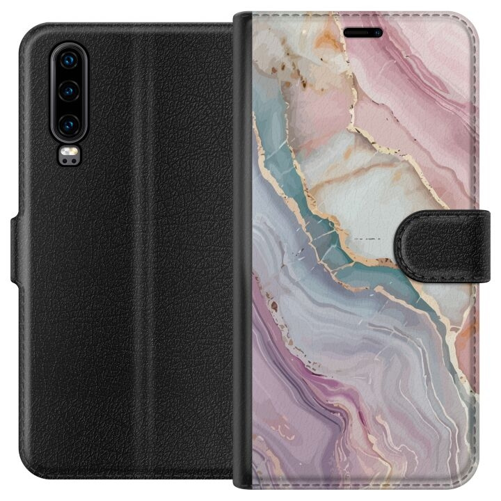 Wallet case for Huawei P30 with Marble design in the group SMARTPHONE & TABLETS / Phone cases / Huawei/Honor at TP E-commerce Nordic AB (A53181)