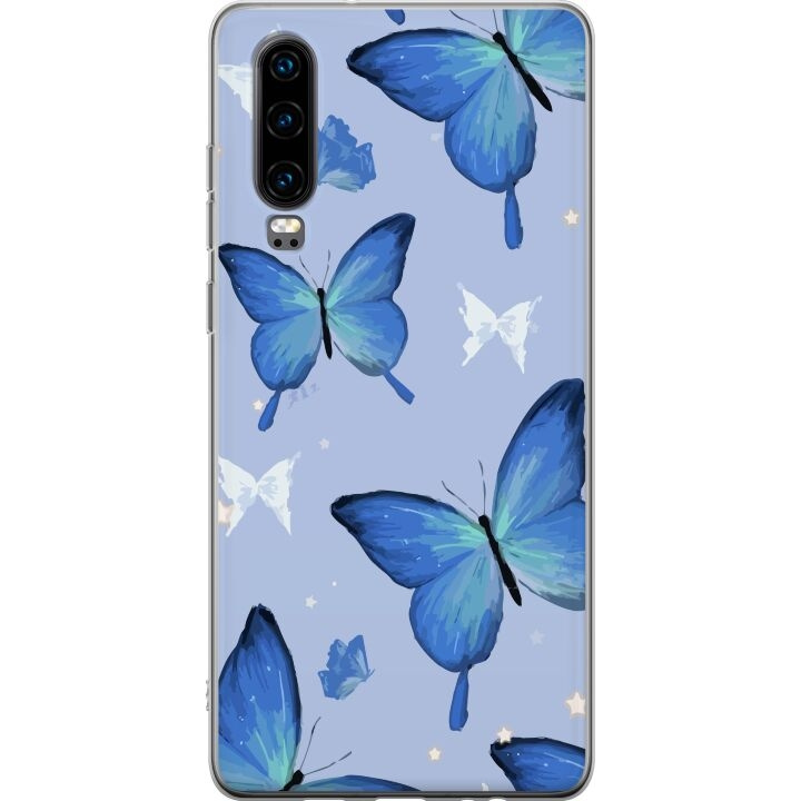 Mobile case for Huawei P30 with Blue butterflies design in the group SMARTPHONE & TABLETS / Phone cases / Huawei/Honor at TP E-commerce Nordic AB (A53202)