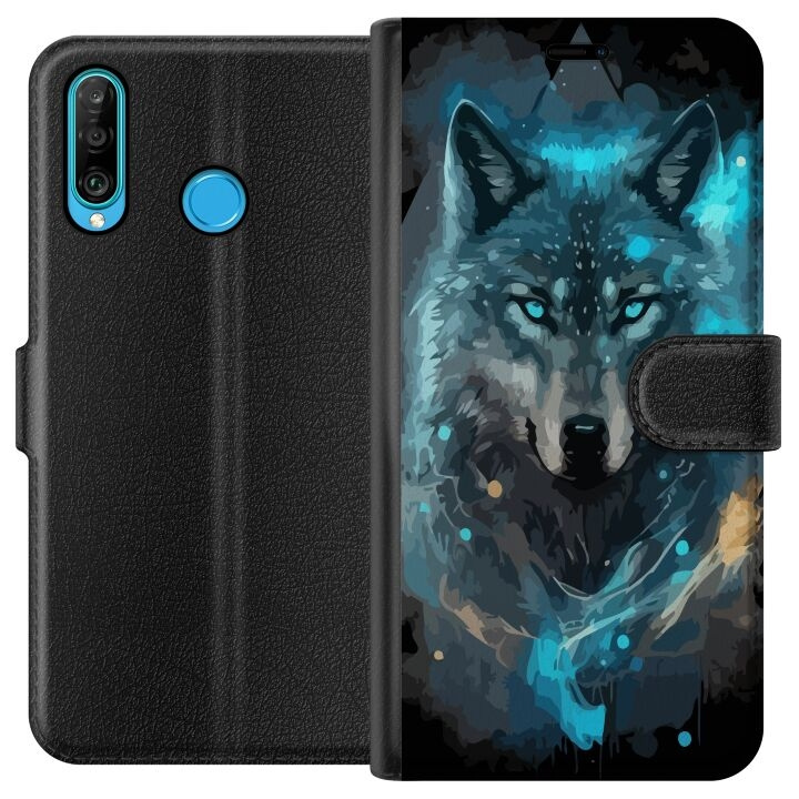 Wallet case for Huawei P30 lite with Wolf design in the group SMARTPHONE & TABLETS / Phone cases / Huawei/Honor at TP E-commerce Nordic AB (A53218)