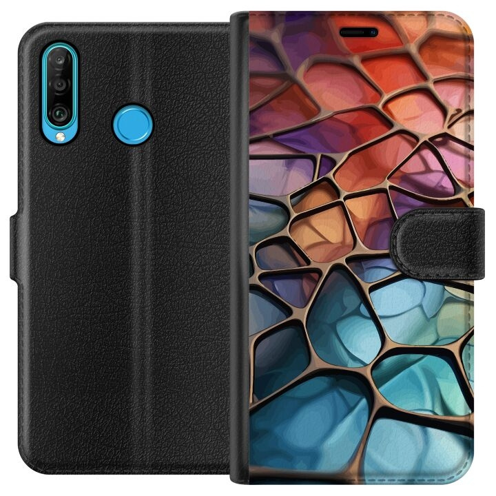 Wallet case for Huawei P30 lite with Metallic pattern design in the group SMARTPHONE & TABLETS / Phone cases / Huawei/Honor at TP E-commerce Nordic AB (A53223)