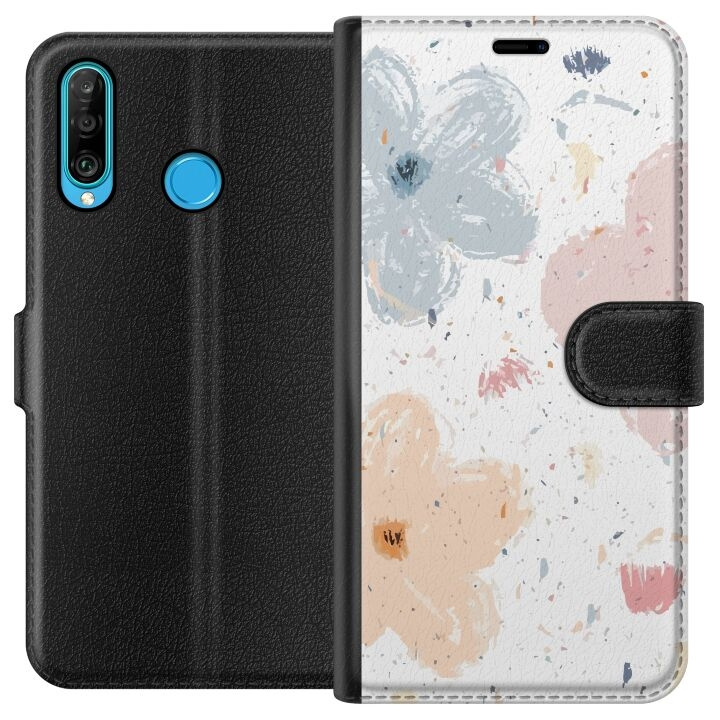 Wallet case for Huawei P30 lite with Flowers design in the group SMARTPHONE & TABLETS / Phone cases / Huawei/Honor at TP E-commerce Nordic AB (A53225)