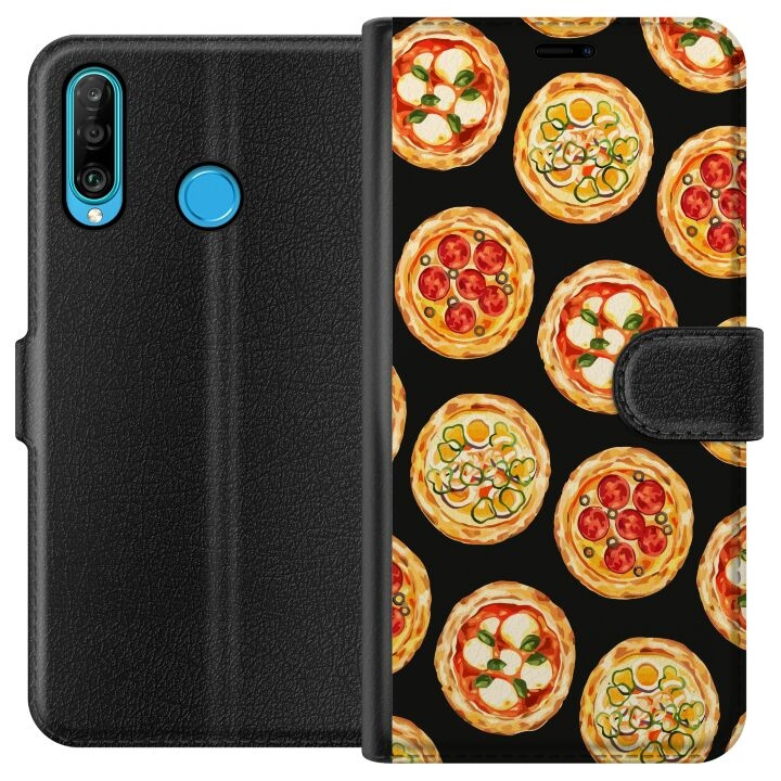 Wallet case for Huawei P30 lite with Pizza design in the group SMARTPHONE & TABLETS / Phone cases / Huawei/Honor at TP E-commerce Nordic AB (A53226)