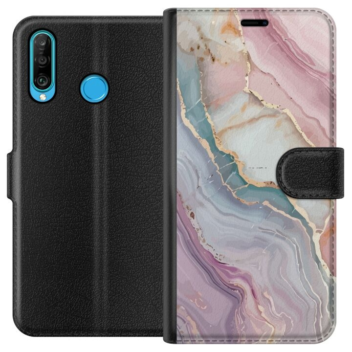 Wallet case for Huawei P30 lite with Marble design in the group SMARTPHONE & TABLETS / Phone cases / Huawei/Honor at TP E-commerce Nordic AB (A53235)