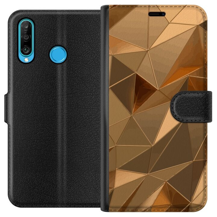 Wallet case for Huawei P30 lite with 3D Gold design in the group SMARTPHONE & TABLETS / Phone cases / Huawei/Honor at TP E-commerce Nordic AB (A53237)