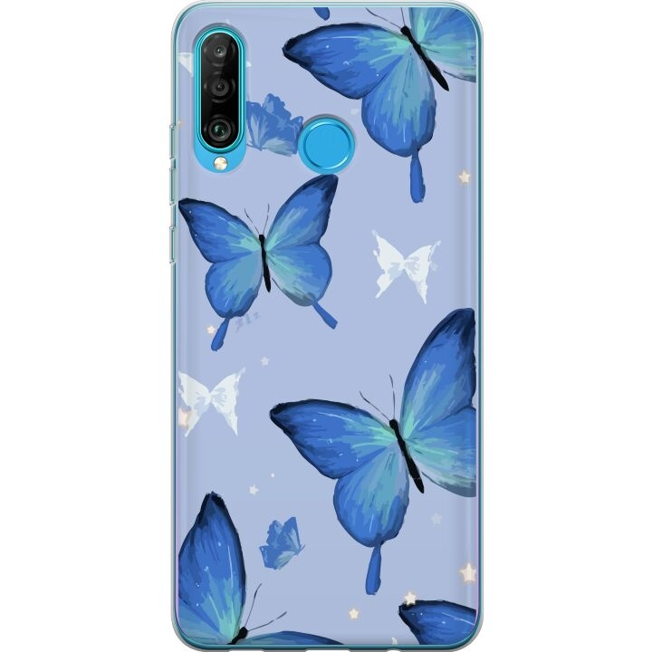 Mobile case for Huawei P30 lite with Blue butterflies design in the group SMARTPHONE & TABLETS / Phone cases / Huawei/Honor at TP E-commerce Nordic AB (A53256)