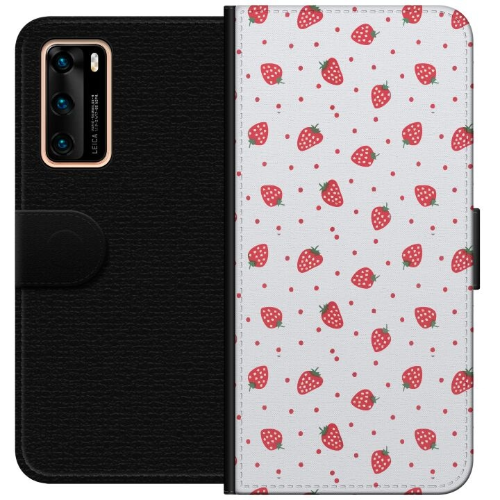 Wallet case for Huawei P40 with Strawberries design in the group SMARTPHONE & TABLETS / Phone cases / Huawei/Honor at TP E-commerce Nordic AB (A53338)