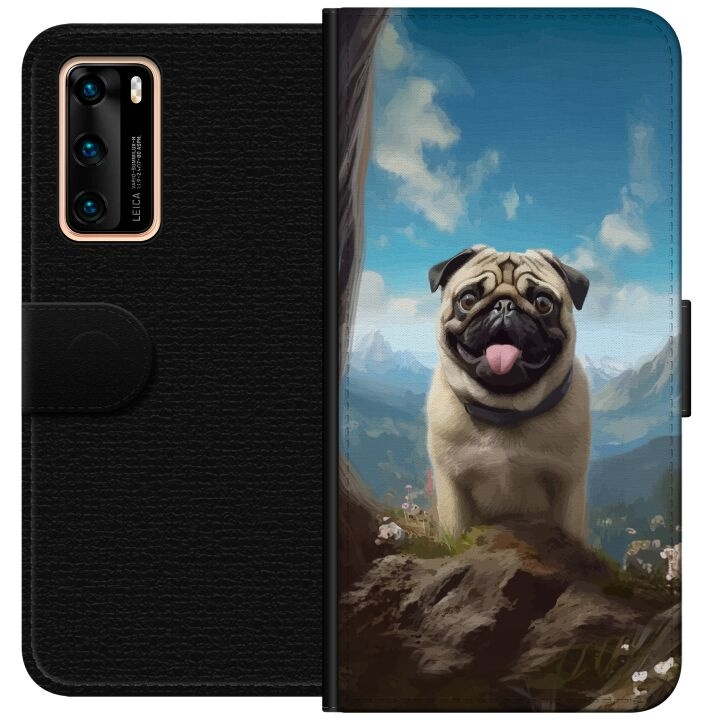 Wallet case for Huawei P40 with Happy Dog design in the group SMARTPHONE & TABLETS / Phone cases / Huawei/Honor at TP E-commerce Nordic AB (A53339)