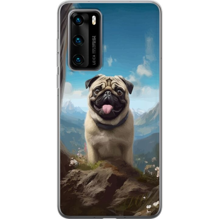 Mobile case for Huawei P40 with Happy Dog design in the group SMARTPHONE & TABLETS / Phone cases / Huawei/Honor at TP E-commerce Nordic AB (A53366)