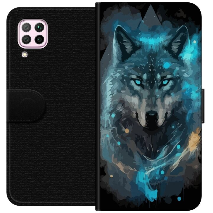 Wallet case for Huawei P40 lite with Wolf design in the group SMARTPHONE & TABLETS / Phone cases / Huawei/Honor at TP E-commerce Nordic AB (A53380)