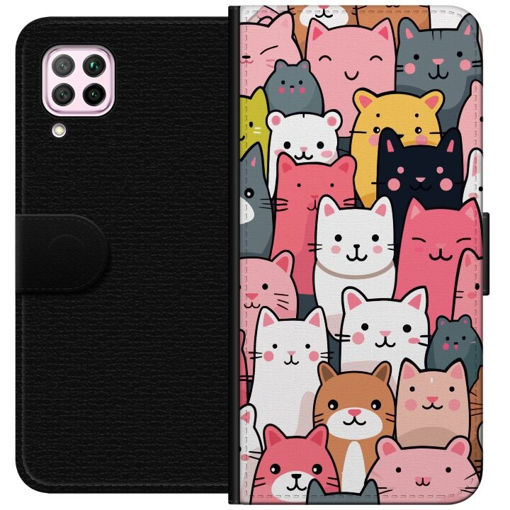 Wallet case for Huawei P40 lite with Cat pattern design in the group SMARTPHONE & TABLETS / Phone cases / Huawei/Honor at TP E-commerce Nordic AB (A53383)