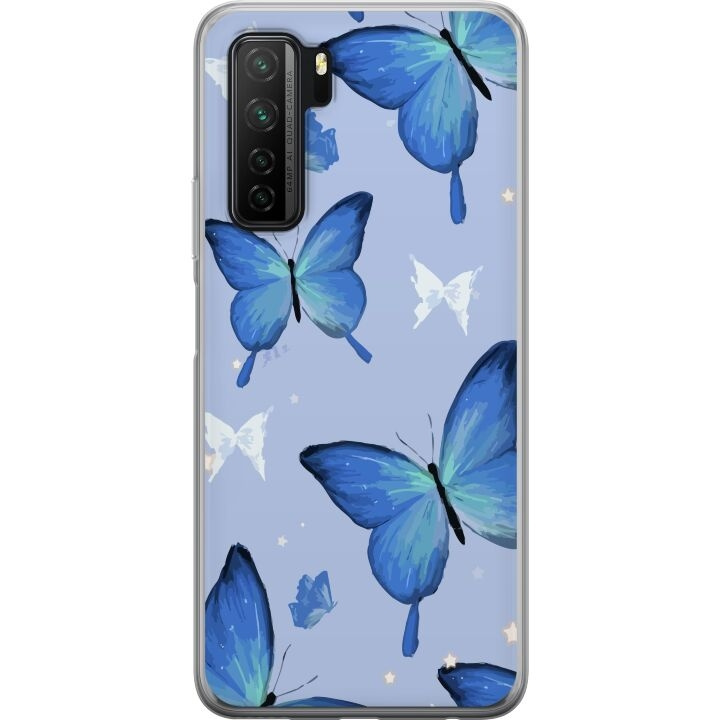 Mobile case for Huawei P40 lite 5G with Blue butterflies design in the group SMARTPHONE & TABLETS / Phone cases / Huawei/Honor at TP E-commerce Nordic AB (A53445)