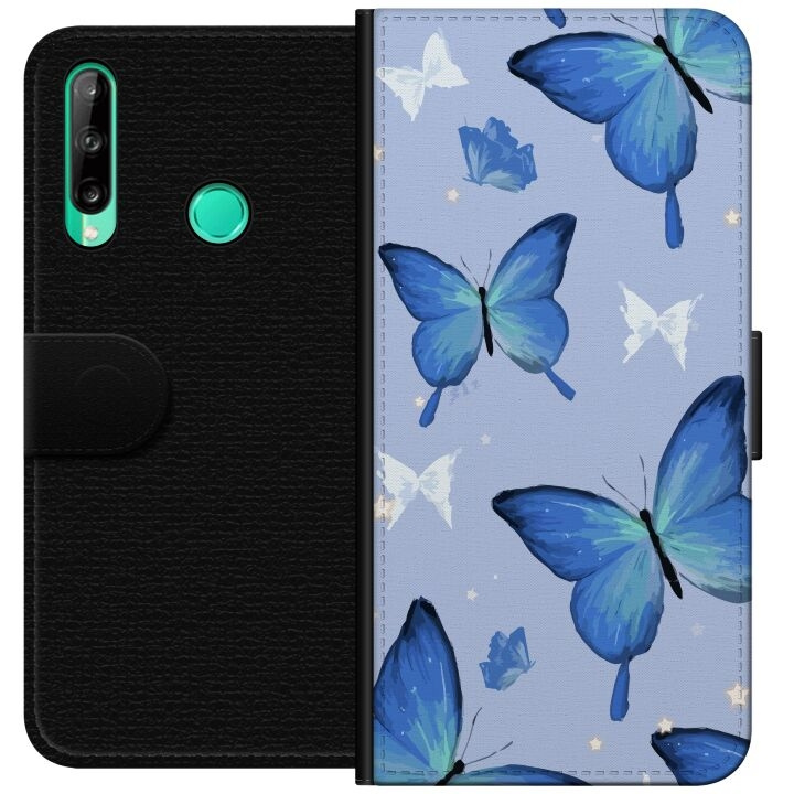 Wallet case for Huawei P40 lite E with Blue butterflies design in the group SMARTPHONE & TABLETS / Phone cases / Huawei/Honor at TP E-commerce Nordic AB (A53472)