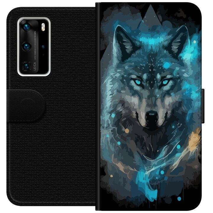 Wallet case for Huawei P40 Pro with Wolf design in the group SMARTPHONE & TABLETS / Phone cases / Huawei/Honor at TP E-commerce Nordic AB (A53515)