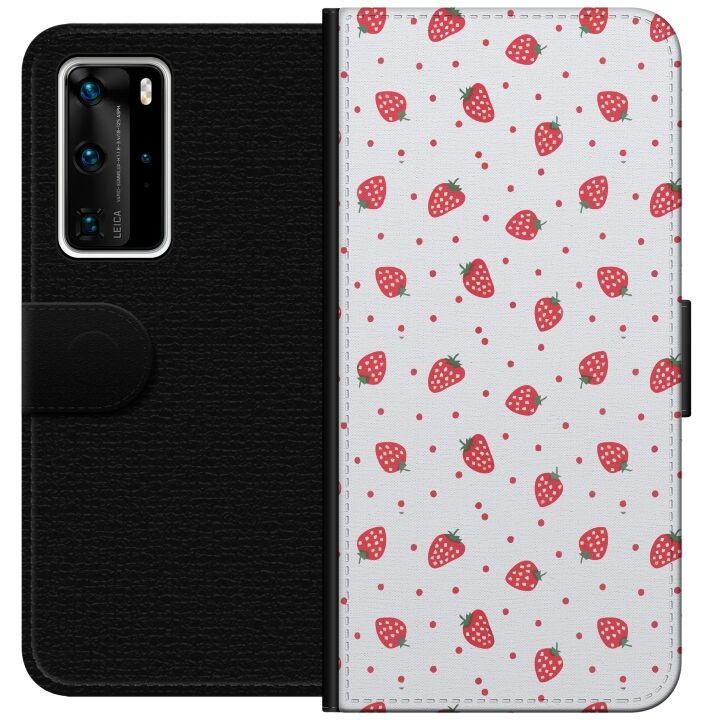 Wallet case for Huawei P40 Pro with Strawberries design in the group SMARTPHONE & TABLETS / Phone cases / Huawei/Honor at TP E-commerce Nordic AB (A53527)