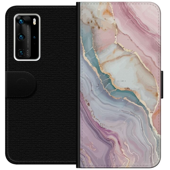 Wallet case for Huawei P40 Pro with Marble design in the group SMARTPHONE & TABLETS / Phone cases / Huawei/Honor at TP E-commerce Nordic AB (A53532)