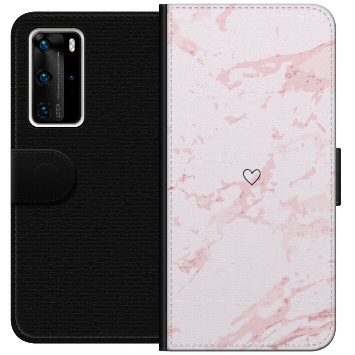 Wallet case for Huawei P40 Pro with Pink Heart design in the group SMARTPHONE & TABLETS / Phone cases / Huawei/Honor at TP E-commerce Nordic AB (A53533)