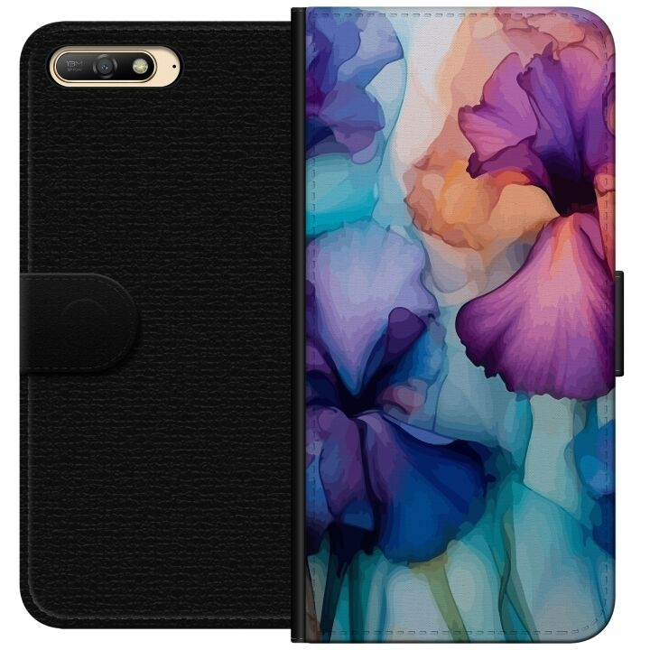 Wallet case for Huawei Y6 (2018) with Magical flowers design in the group SMARTPHONE & TABLETS / Phone cases / Huawei/Honor at TP E-commerce Nordic AB (A53727)