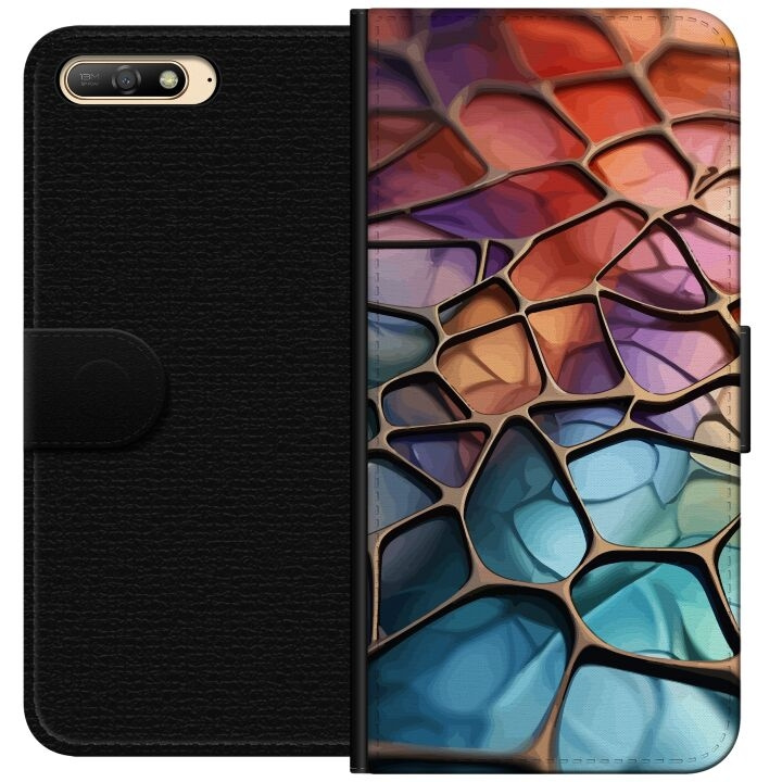 Wallet case for Huawei Y6 (2018) with Metallic pattern design in the group SMARTPHONE & TABLETS / Phone cases / Huawei/Honor at TP E-commerce Nordic AB (A53734)