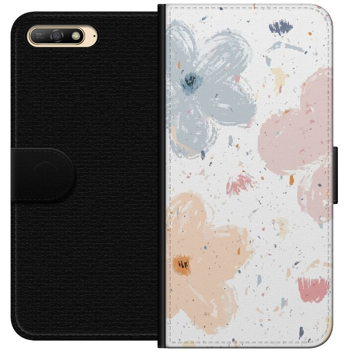 Wallet case for Huawei Y6 (2018) with Flowers design in the group SMARTPHONE & TABLETS / Phone cases / Huawei/Honor at TP E-commerce Nordic AB (A53736)