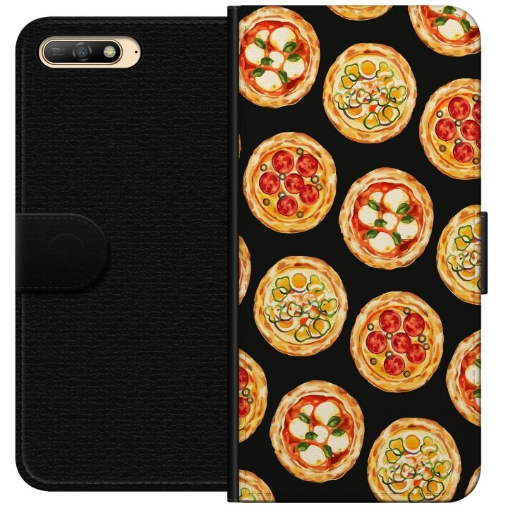 Wallet case for Huawei Y6 (2018) with Pizza design in the group SMARTPHONE & TABLETS / Phone cases / Huawei/Honor at TP E-commerce Nordic AB (A53737)