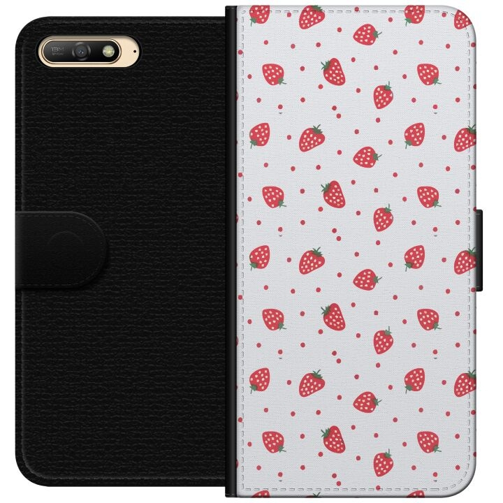 Wallet case for Huawei Y6 (2018) with Strawberries design in the group SMARTPHONE & TABLETS / Phone cases / Huawei/Honor at TP E-commerce Nordic AB (A53741)