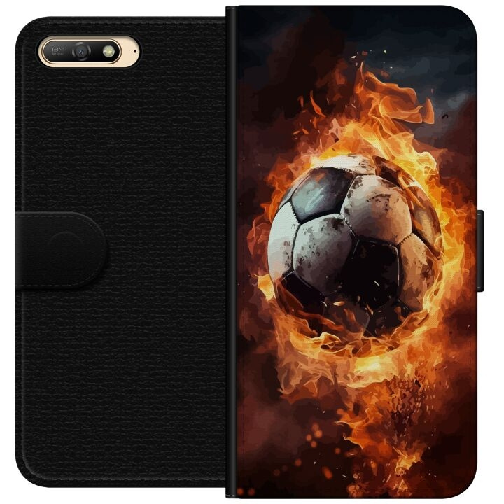 Wallet case for Huawei Y6 (2018) with Football design in the group SMARTPHONE & TABLETS / Phone cases / Huawei/Honor at TP E-commerce Nordic AB (A53745)