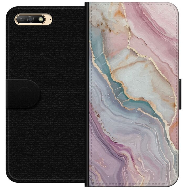 Wallet case for Huawei Y6 (2018) with Marble design in the group SMARTPHONE & TABLETS / Phone cases / Huawei/Honor at TP E-commerce Nordic AB (A53746)