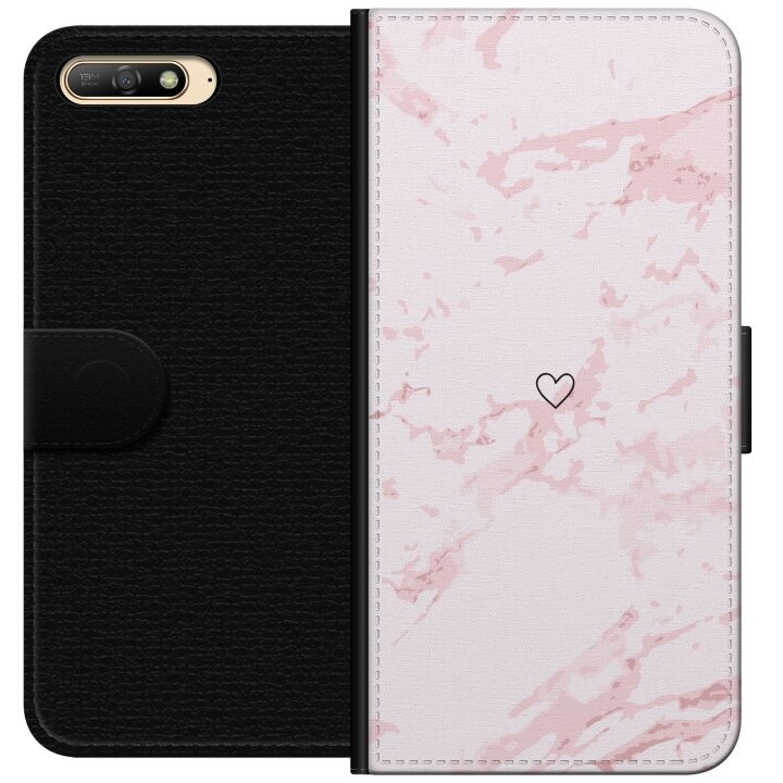 Wallet case for Huawei Y6 (2018) with Pink Heart design in the group SMARTPHONE & TABLETS / Phone cases / Huawei/Honor at TP E-commerce Nordic AB (A53747)