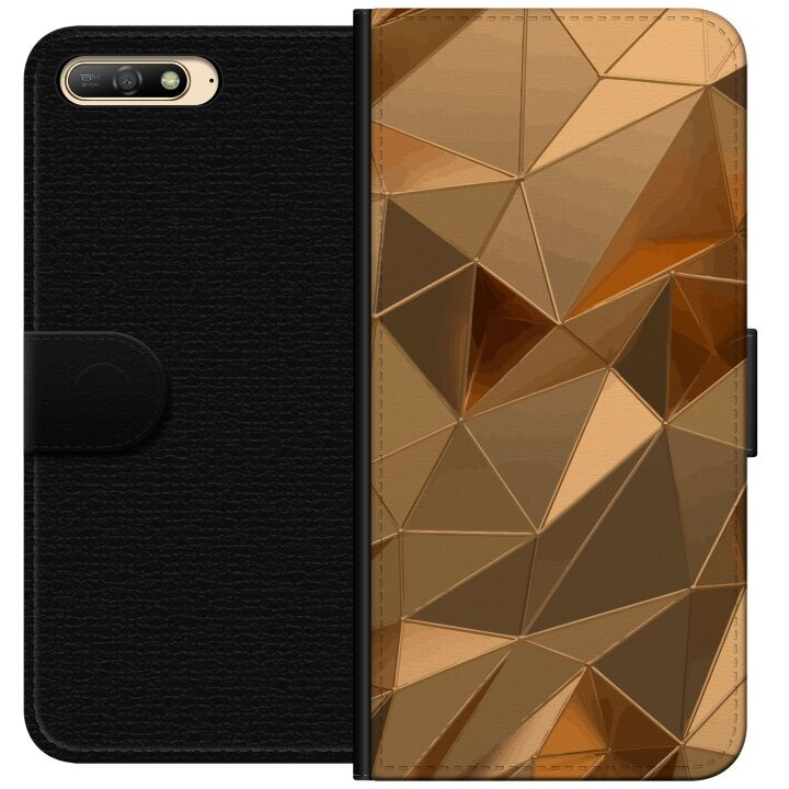 Wallet case for Huawei Y6 (2018) with 3D Gold design in the group SMARTPHONE & TABLETS / Phone cases / Huawei/Honor at TP E-commerce Nordic AB (A53748)