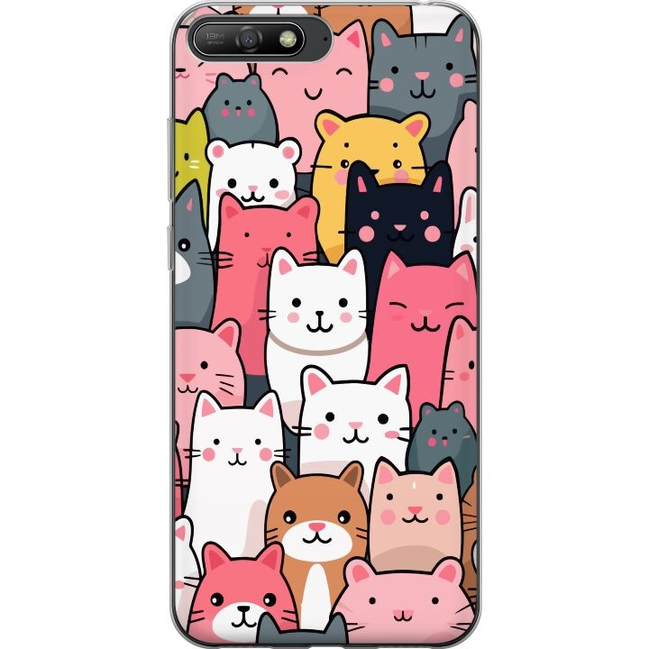 Mobile case for Huawei Y6 (2018) with Cat pattern design in the group SMARTPHONE & TABLETS / Phone cases / Huawei/Honor at TP E-commerce Nordic AB (A53759)