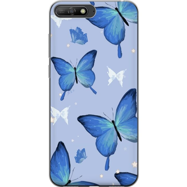 Mobile case for Huawei Y6 (2018) with Blue butterflies design in the group SMARTPHONE & TABLETS / Phone cases / Huawei/Honor at TP E-commerce Nordic AB (A53767)